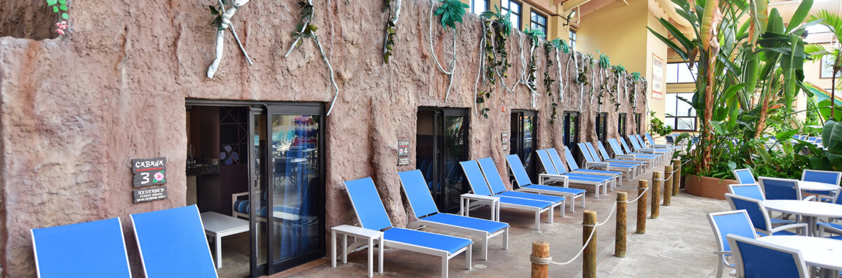 Wild Waterdome indoor Cabanas at Wild Waterdome Indoor Waterpark Wilderness Resort.