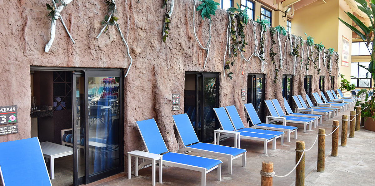 Wild Waterdome indoor Cabanas at Wild Waterdome Indoor Waterpark Wilderness Resort.