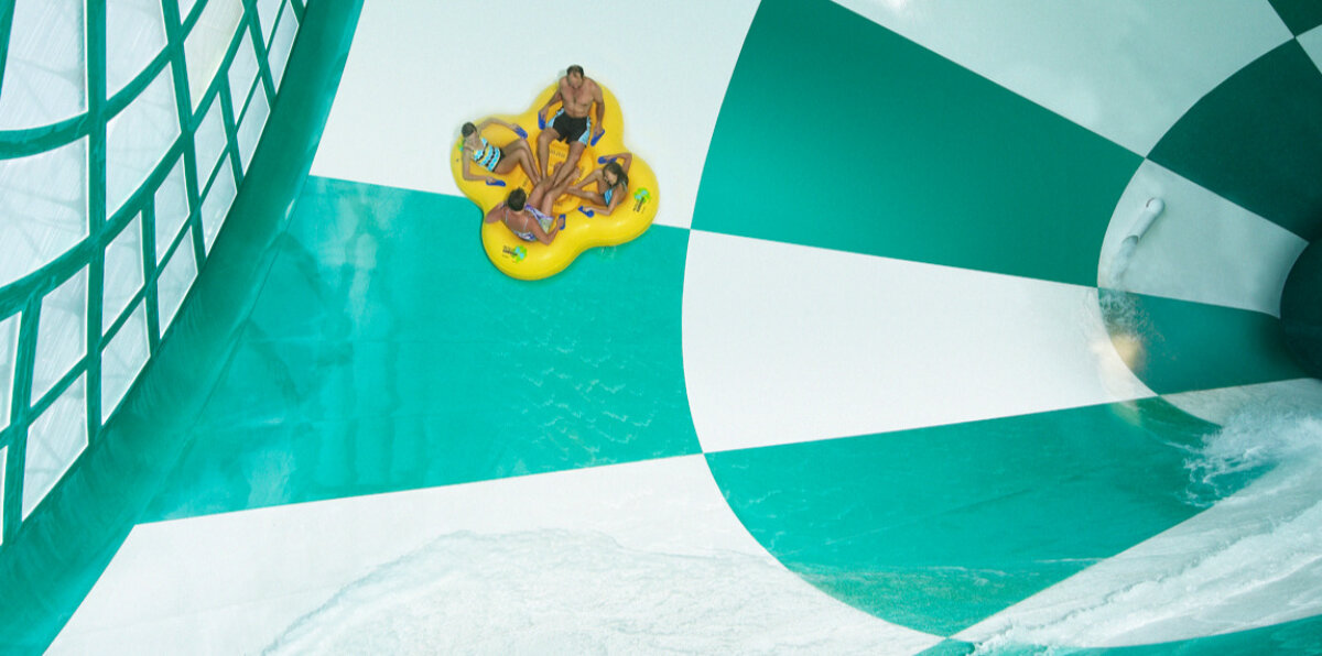 The Hurricane thrill ride located inside the Klondike Kavern Indoor Waterpark