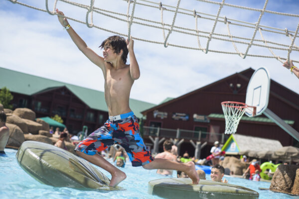 Lily Pad Rope Challange at Lake Wilderness Outdoor Waterpark