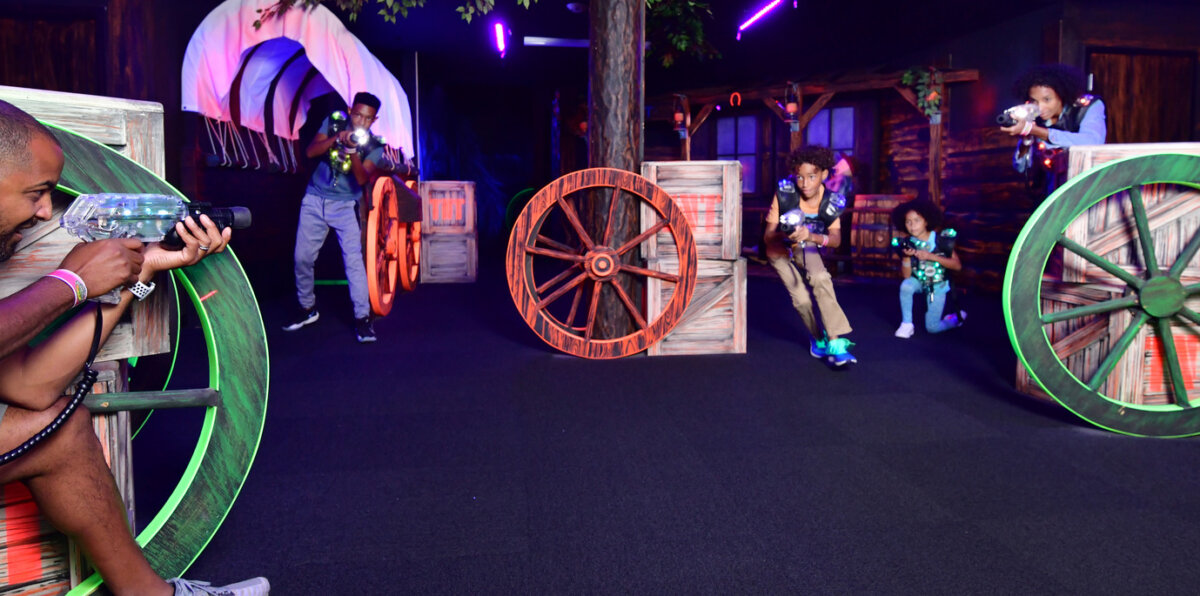 Lost Cabin Laser Tag inside Dodge 'Em City in the Wild West Region of the Wilderness Hotel