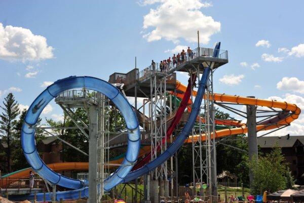 Cosmic Drop thrill body slide at Lost World Outdoor Waterpark at Glacier Canyon Lodge