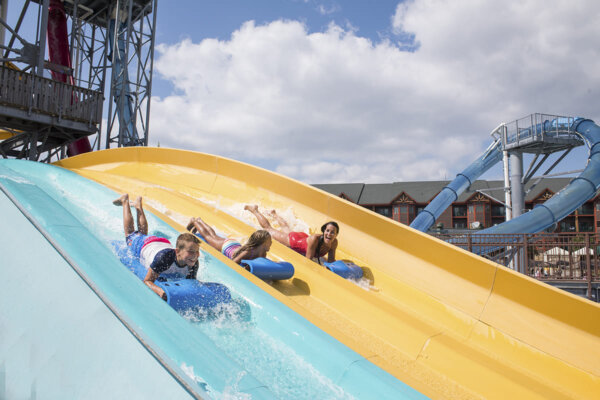 Halley's Comet mat Racers at Lost World Outdoor Waterpark at Glacier Canyon Lodge