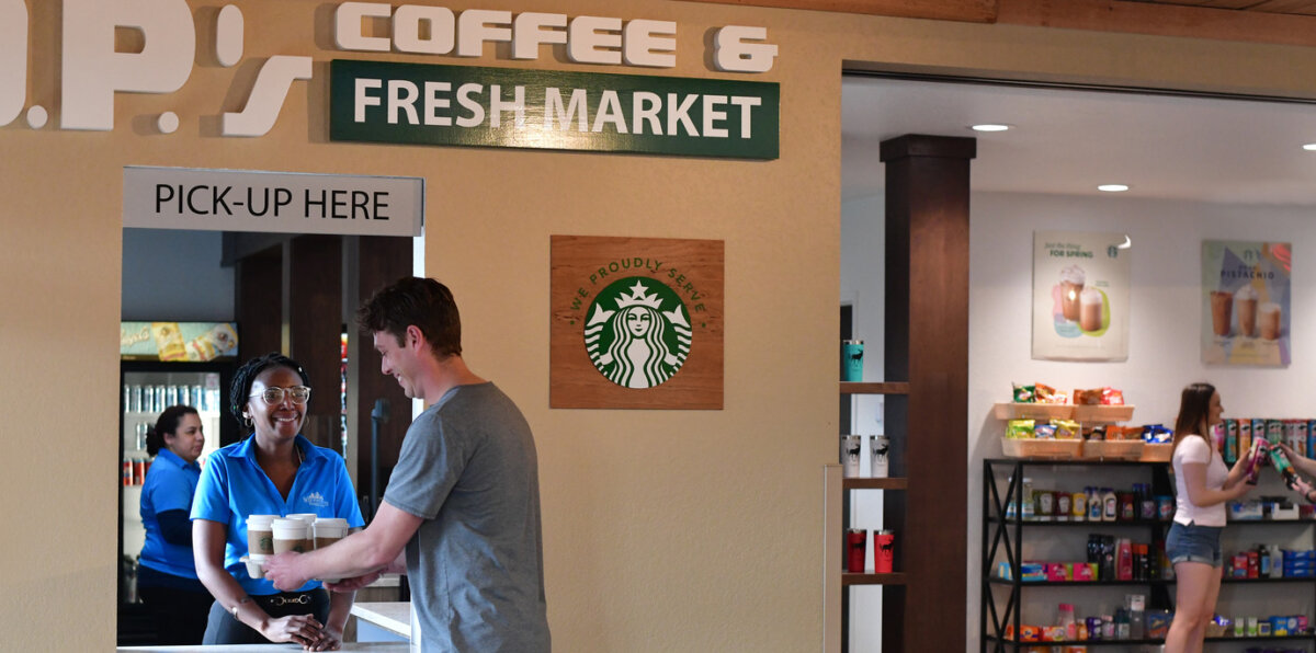 Get Fresh Starbucks Coffee & Hot Breakfast Sandwiches and Pastries at Op's Market