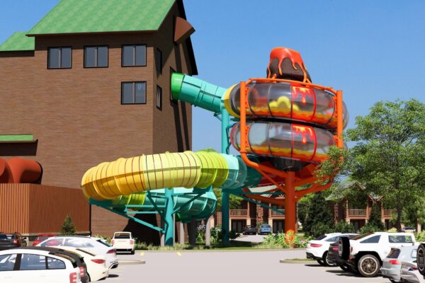 Rendering of new Volcano Vortex trill slide at Wild WaterDome