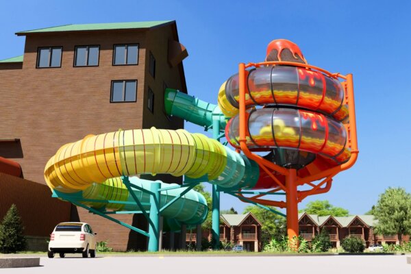 Rendering of new Volcano Vortex thrill slide at Wild WaterDome