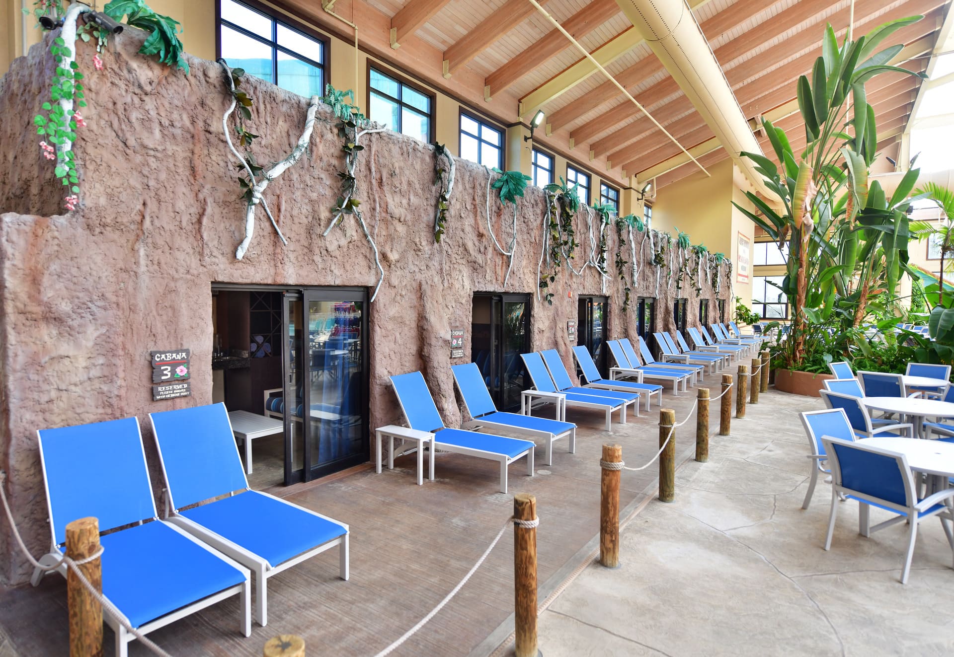 Cabanas inside the Wild WaterDome - Rent yours today!
