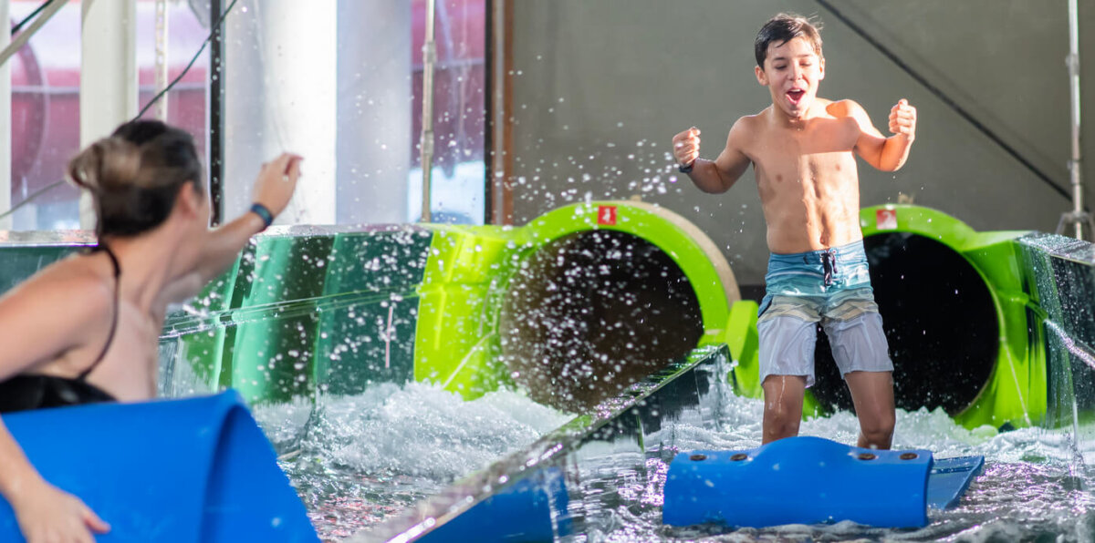 Warped Wagon mat racers located inside the Wild West Waterpark