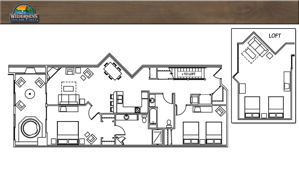 3 bedroom lake condo with loft | wilderness on the lake wisconsin dells