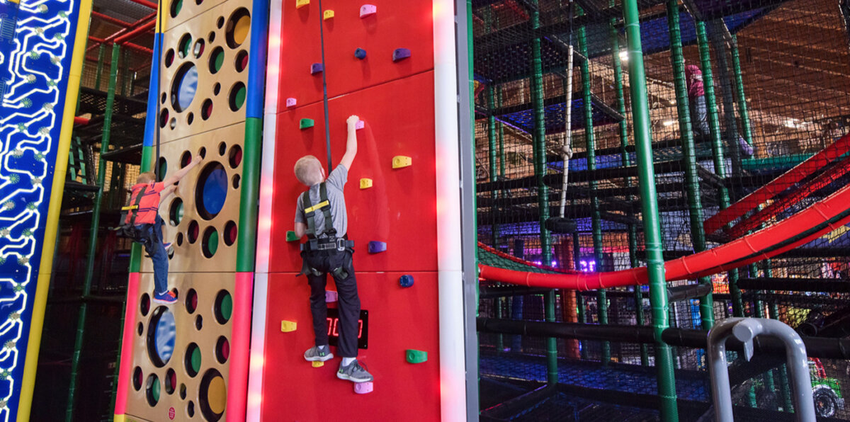 Clip 'n Climb Challenge Walls located inside Dodge 'Em City in the Wild West region of the Wilderness Hotel
