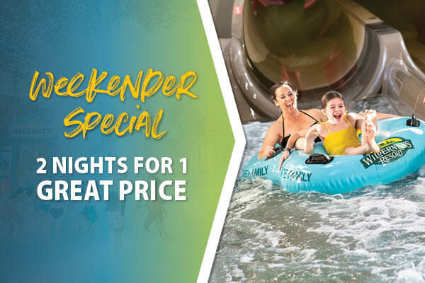 Wilderness Resort Weekender Special. 2 nights for 1 Great Price.