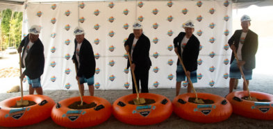 soaky mountain waterpark groundbreaking with the mayor of Sevierville, TN and wilderness owners and executives.