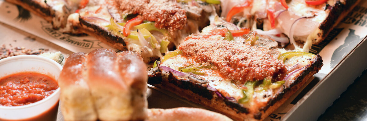 Deep dish pizza option at Camp Social's Daily Dough