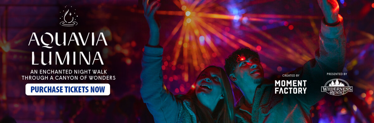 Aquavia Lumina an enchanted night walk through a canyon of wonders Purchase Tickets Now Banner for Website.