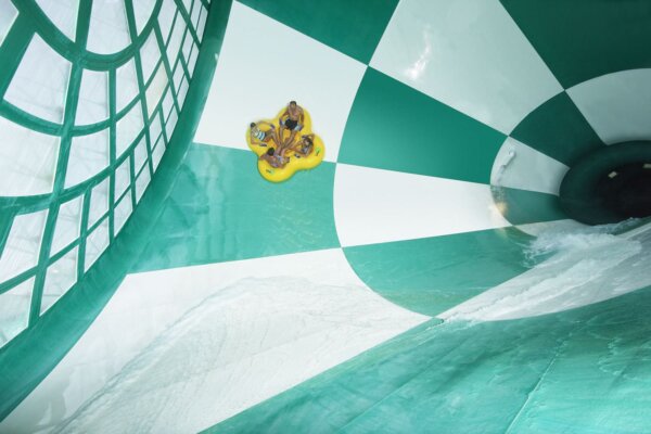 The Hurricane thrill ride located inside the Klondike Kavern Indoor Waterpark