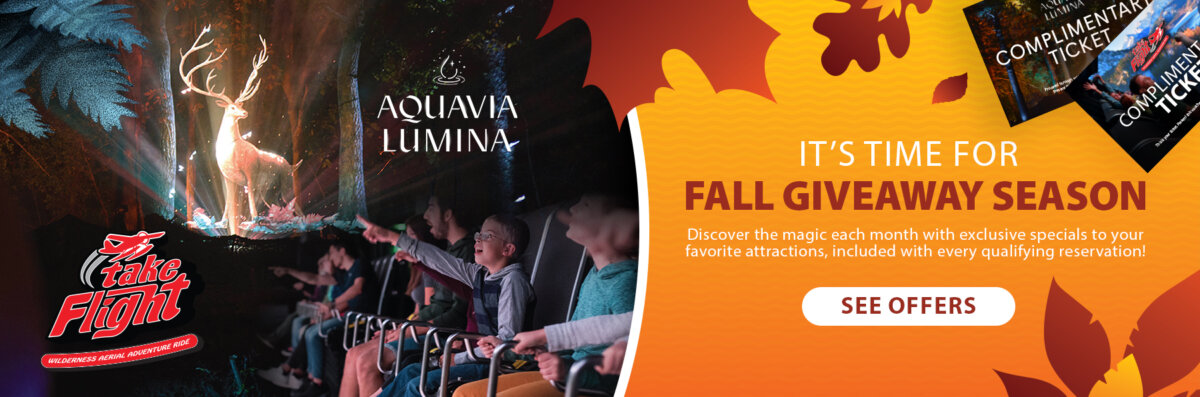 It's Time For Fall Giveaway Season - Discover the magic with exclusive specials to your favorite attractions, included with every qualifying reservation! See Offers.