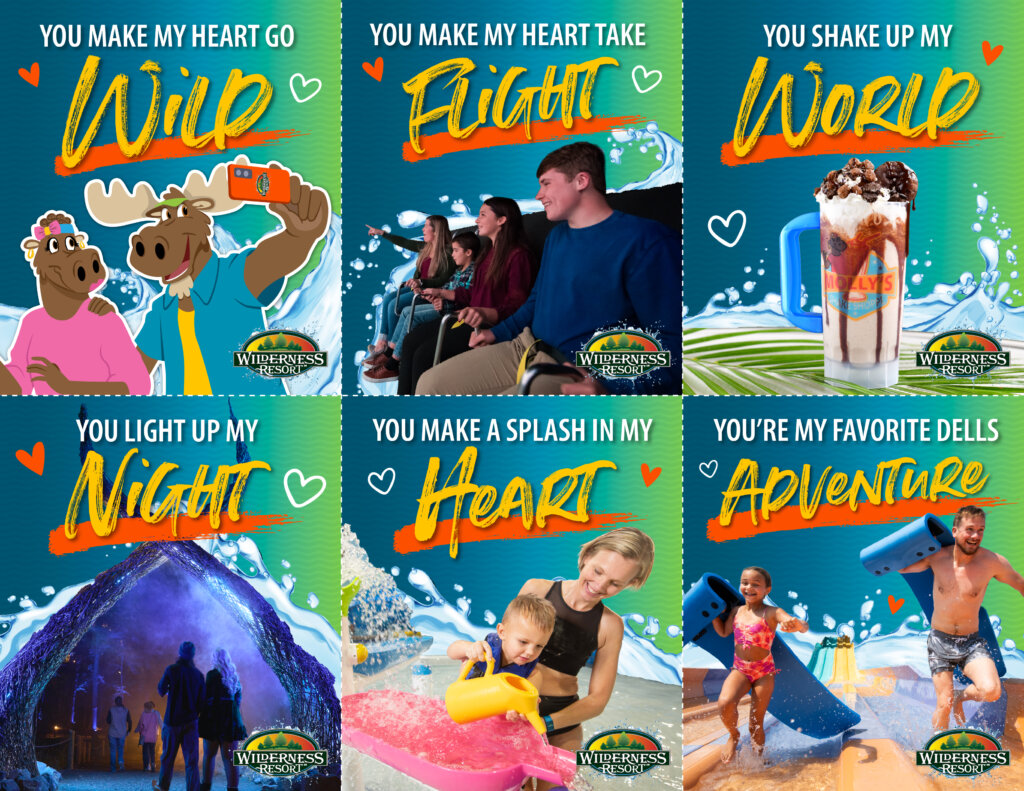 Dells Valentines card ready for pint and cut for Wilderness Resort.