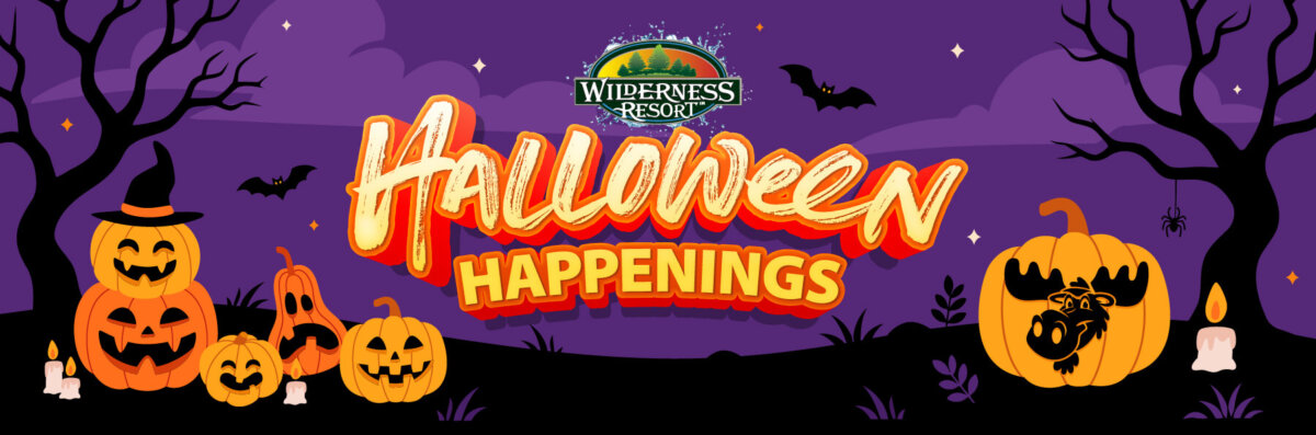 Halloween Happenings at Wilderness Resort banner for website leading to holiday event page.